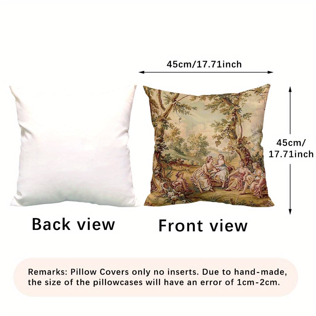 TEMU 1pc Of 18th-century Tapestry, Single-sided Printed Cushion Cover For Sofa - Velvet Cushion Cover 45*45cm