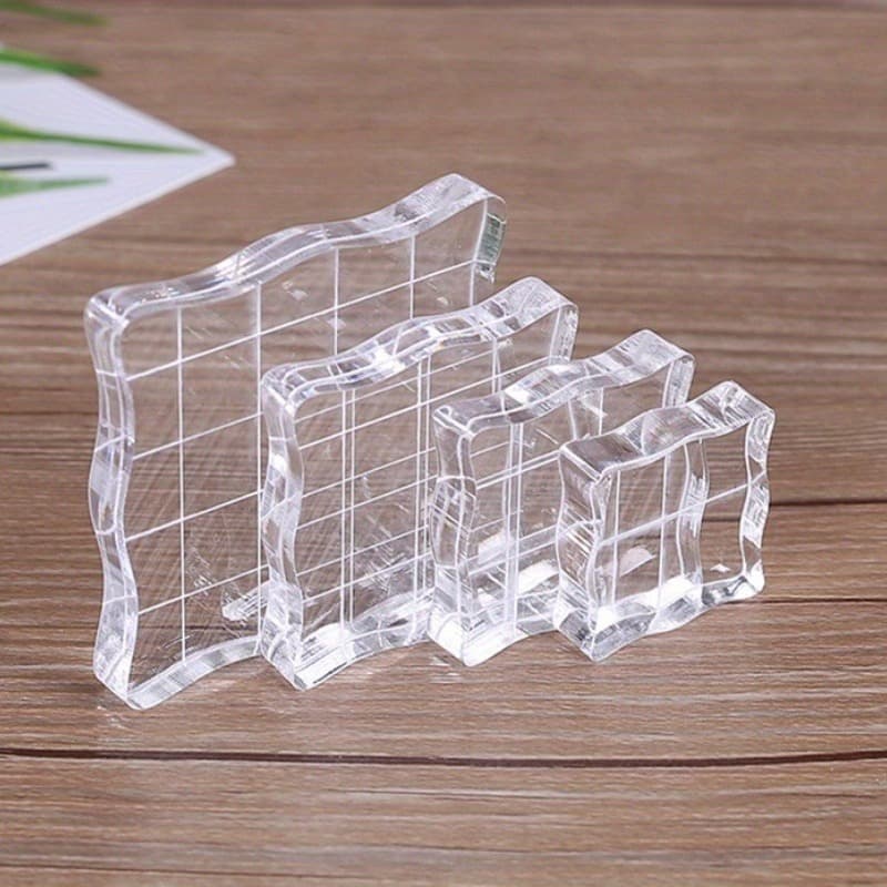 TEMU Essential: 4pcs Square Acrylic Stamp Blocks With – Precise, Clear And Comfortable For Scrapbooking And More