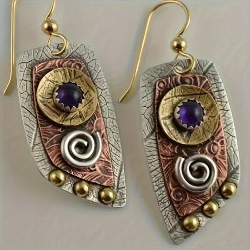 TEMU Bohemian Metal Engraved Drop Earrings For Women - Unique Irregular Shape And Simple Design - Perfect Cartilage Piercing Jewelry Gift
