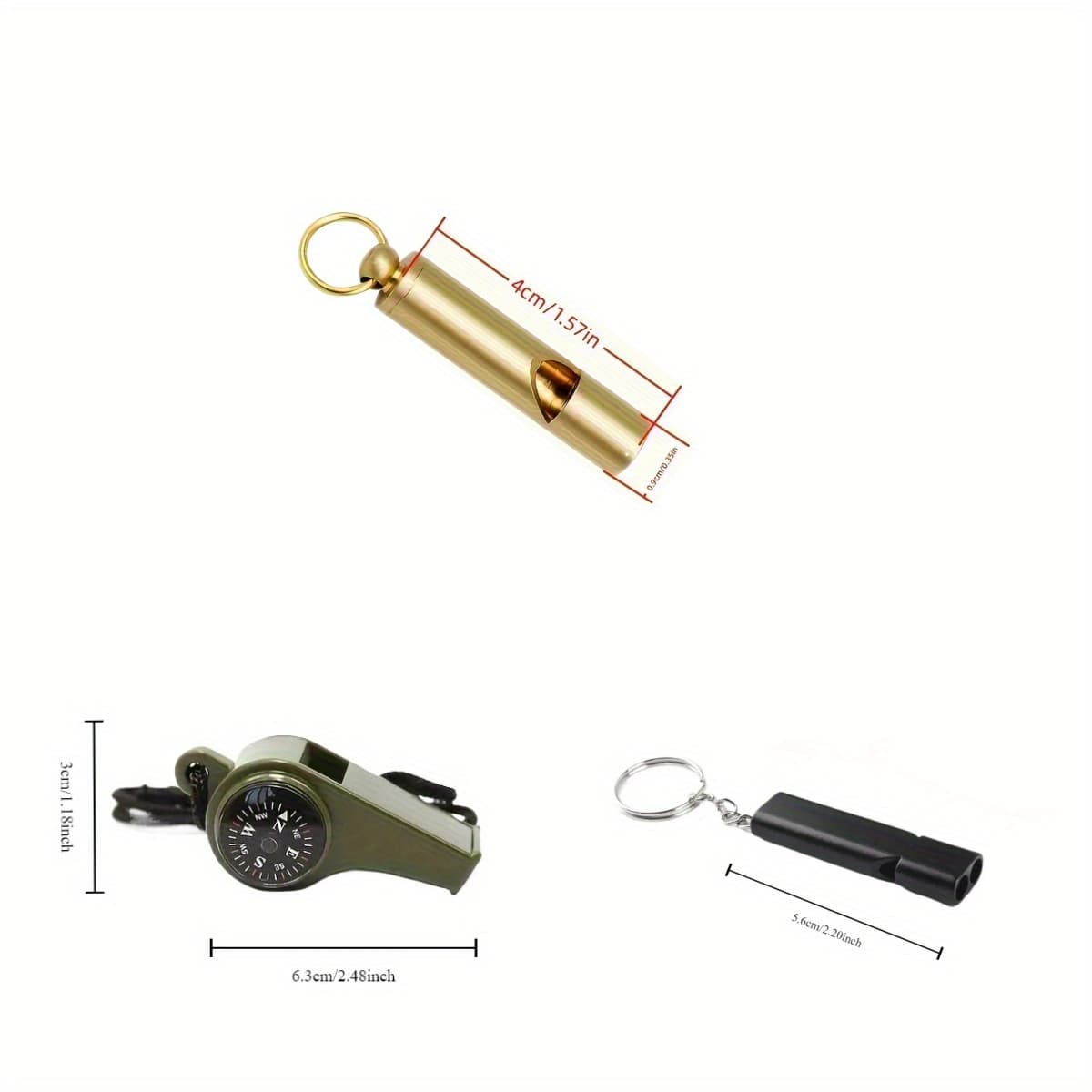 TEMU 3 Pack Survival Whistle - Non-duplicating Emergency Keychain With Loud Signal For, Camping, For Outdoor Activities - Audible Whistles For Emergencies (3pcs)