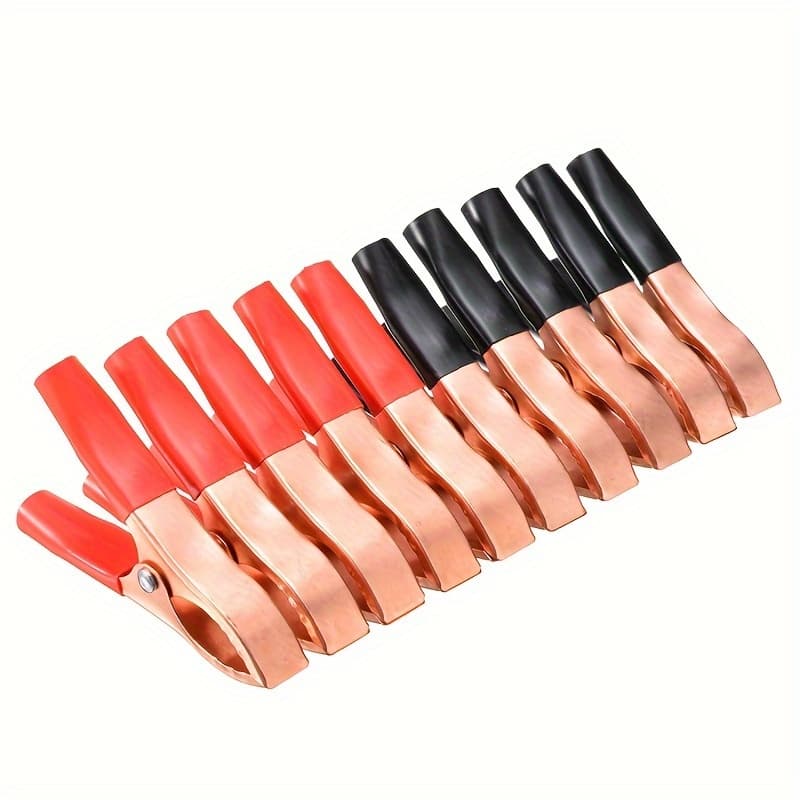 TEMU 10pcs 30a Copper Plated Alligator Clips For Car Battery - Charging Cable Clamps, Durable Repair Tool