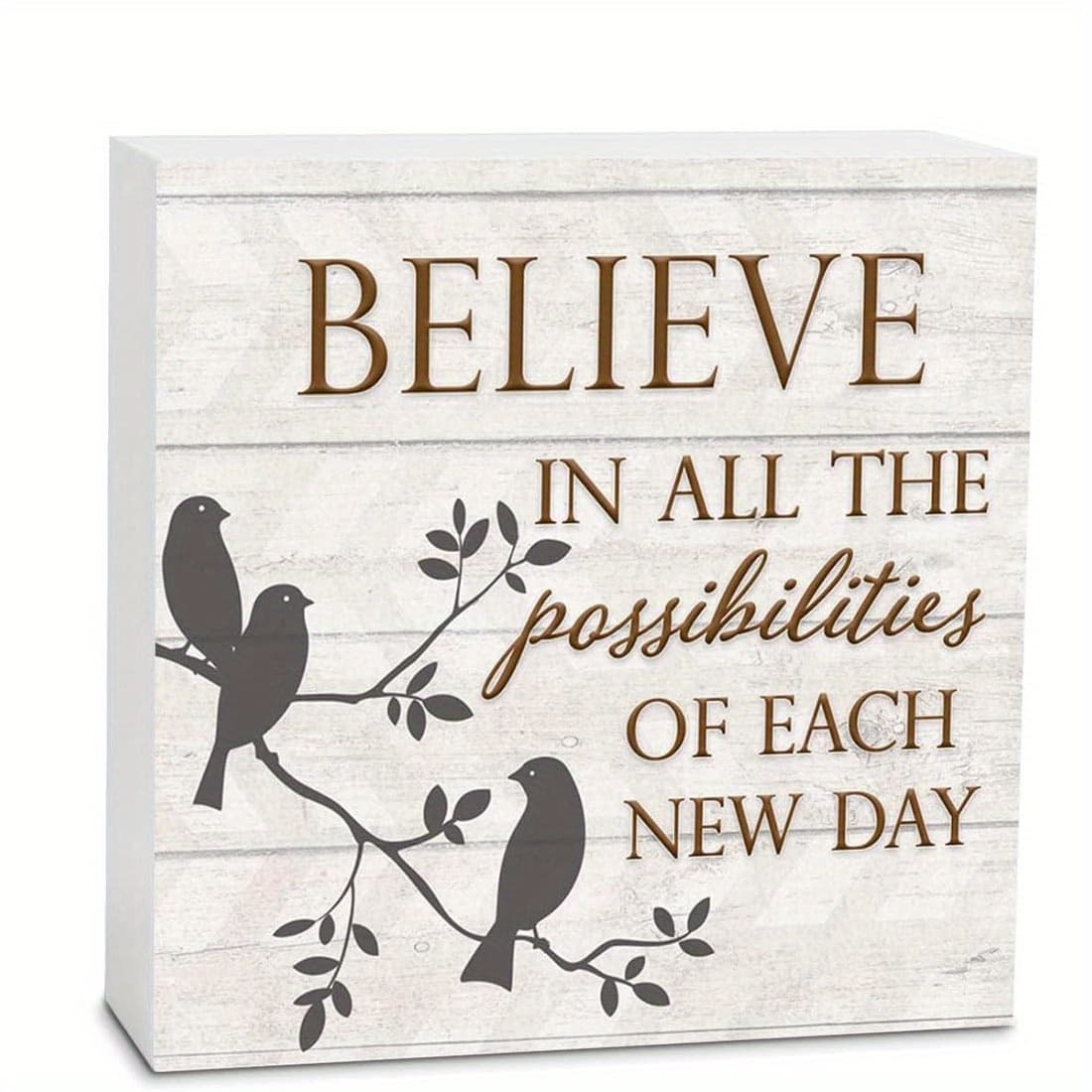 TEMU 1pc Inspirational Quote Sign With Bird Branch Design - Tabletop Decorative Plaque For Home, Living Room, Party - Multipurpose Art Craft Ornament, No Electricity Needed