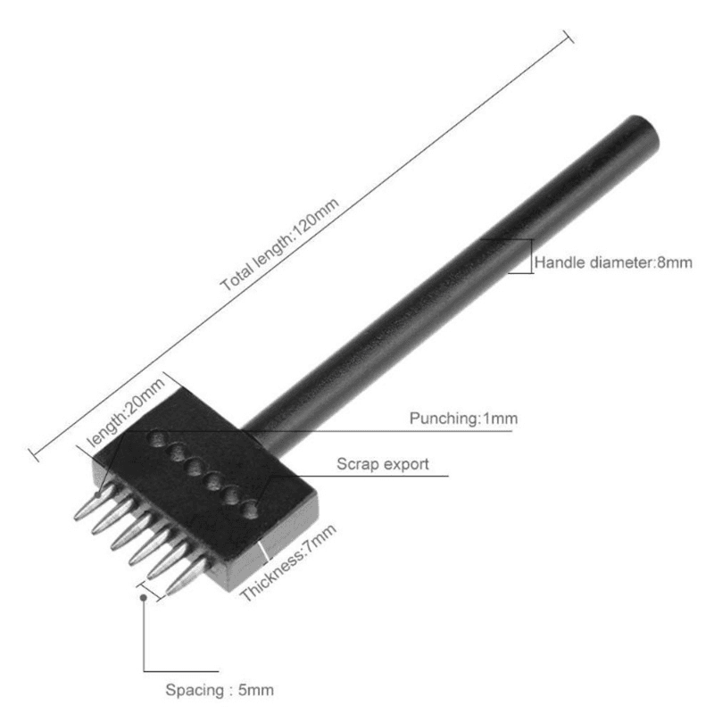TEMU 1pc Leather Row Round Hole Tooth Punch Tool, Convenient Circular Cut 4 Hole Drilling Leather Craft Punching Tool 5mm
