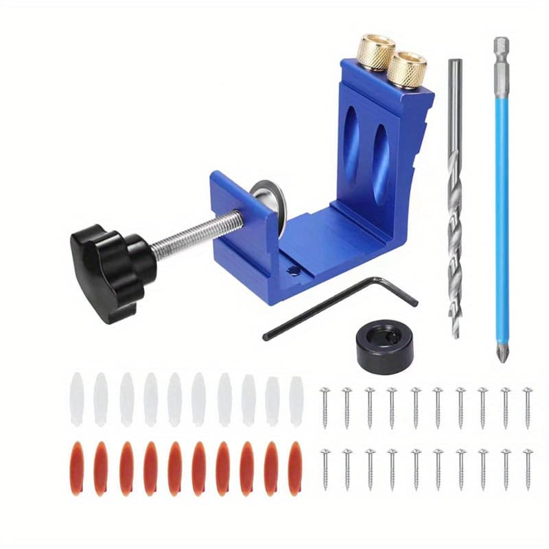TEMU 45pcs Pocket Hole Jig Adjustable Locator 15degree Angle Hole Drill Guide For Accurate Drilling Enhances Efficiency Thread Driver Bit Positioner For Carpenter Diy Work Woodworking Tool