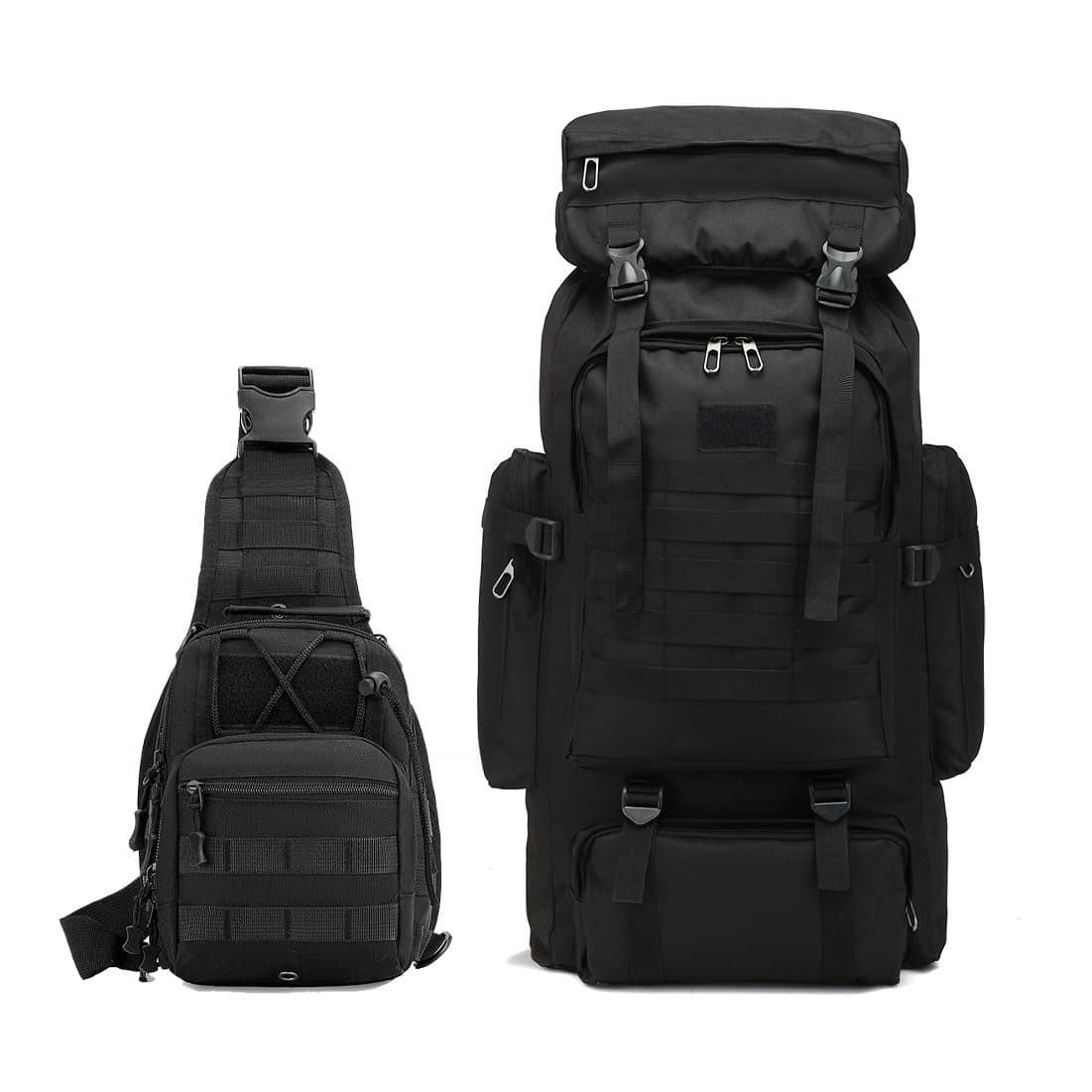 TEMU Set Of 2pcs 80l Spacious Multifunctional Camouflage Tactical Hiking Backpacks Featuring Compartments And A Molle System, Ideal For , Camping, Trekking