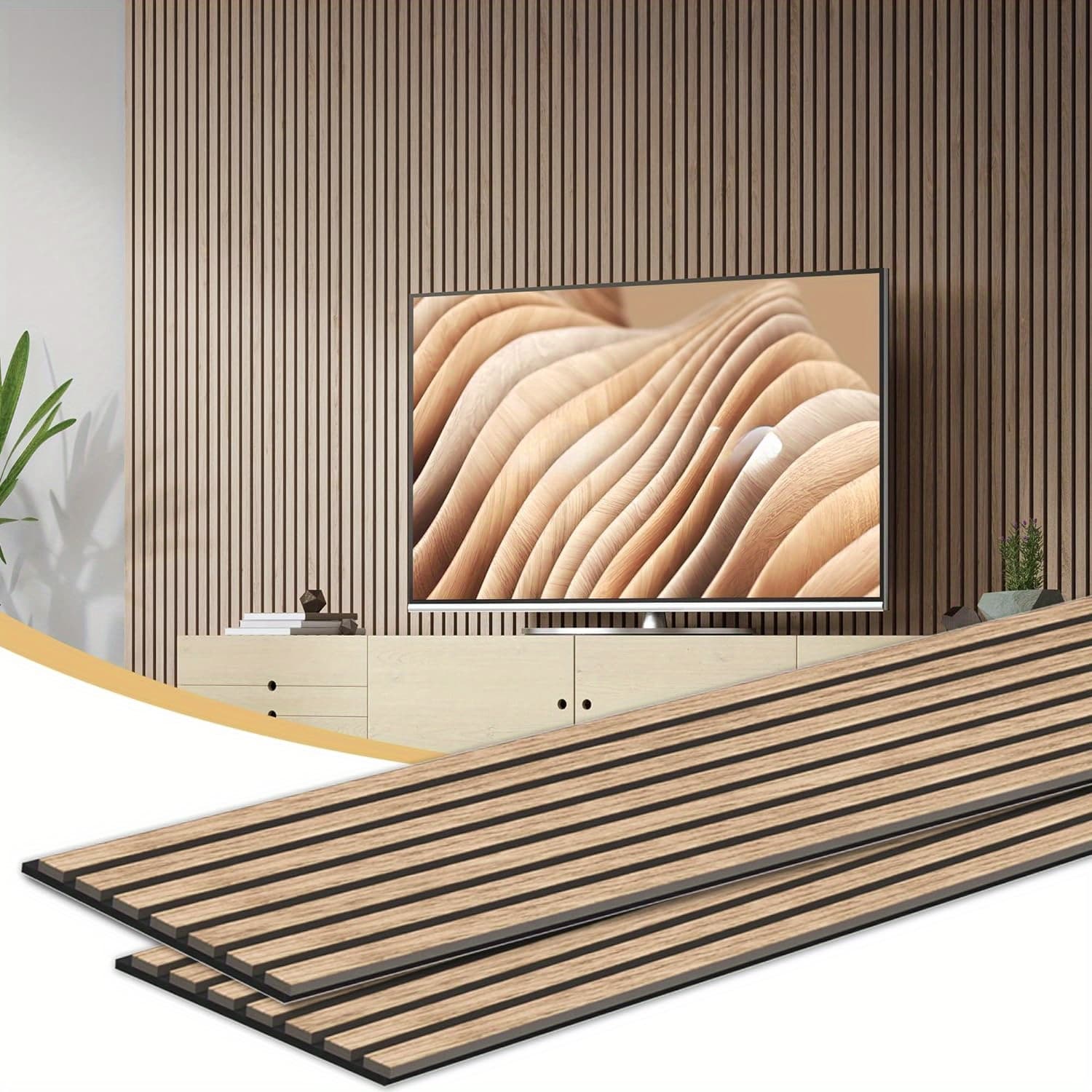 TEMU Supeasy 2pack 92.52" X 11" Wall Panels For Interior Wall Decor, Wood Panels For Wall And Ceiling, 3d Wood Slat Wall Panel/fluted Sound Absorbing Panel