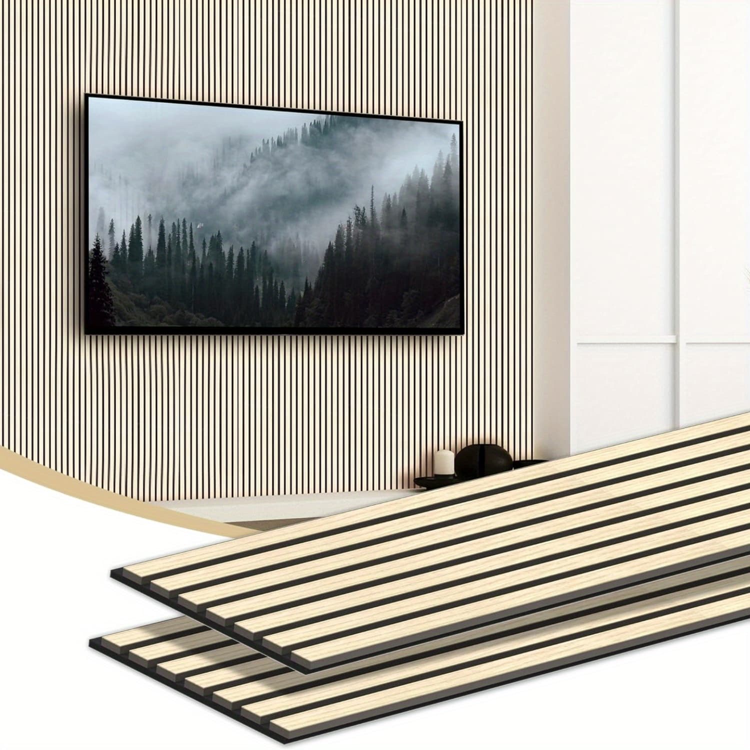 TEMU Supeasy 2pack 92.52" X 11" Wall Panels For Interior Wall Decor, Wood Panels For Wall And Ceiling, 3d Wood Slat Wall Panel/fluted Sound Absorbing Panel