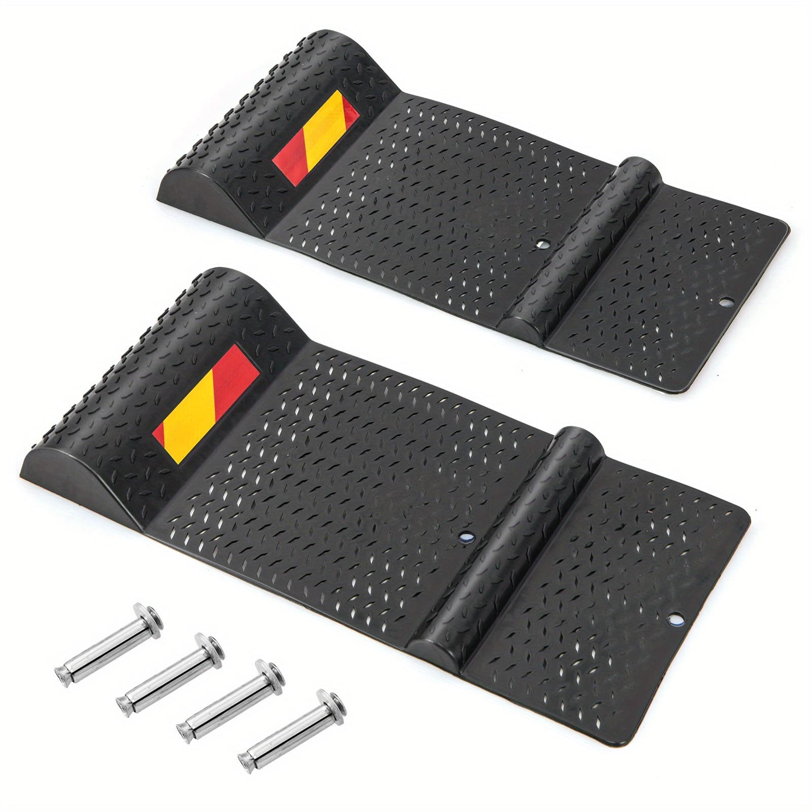 TEMU Costway Garage Car Parking Mat 2-pack Heavy Duty Wheel Stopper Non-slip Surface Black
