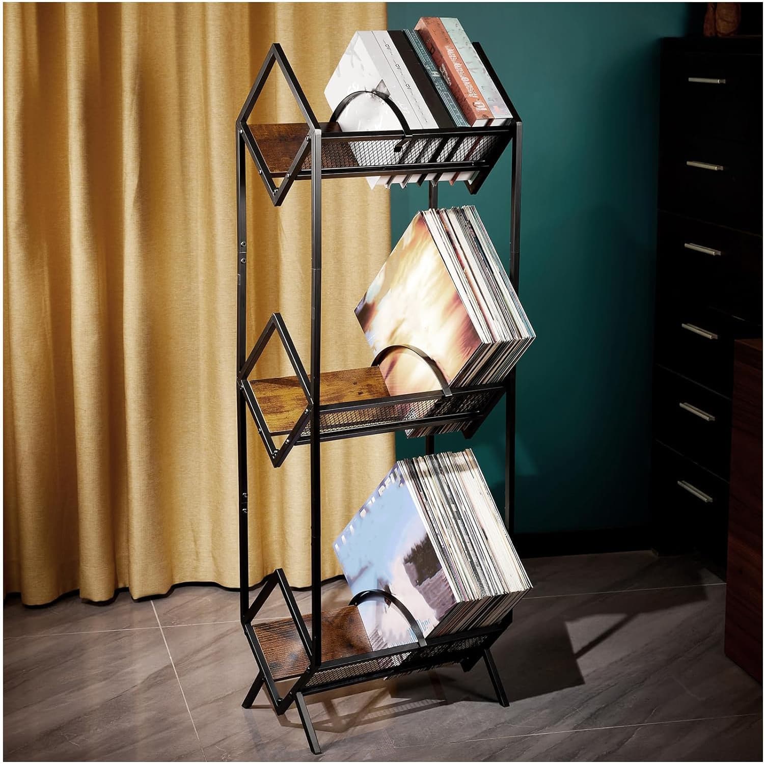 TEMU 1pc Vinyl Record Storage, Record Holder, Vinyl Record Holder, 3-tier Album Storage Rack For Vinyl Records, 290-330 Lp Storage Vinyl Record Display Holder