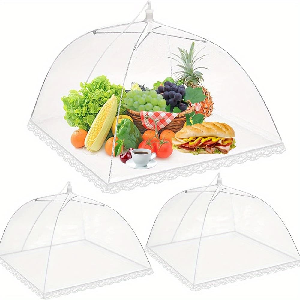 TEMU 3pcs, Pop- Covers, Foldable Mesh Food Tents, Anti-flies/bugs/, Picnic Camping Bbq Food Protector Nets, Collapsible And Easy To Store