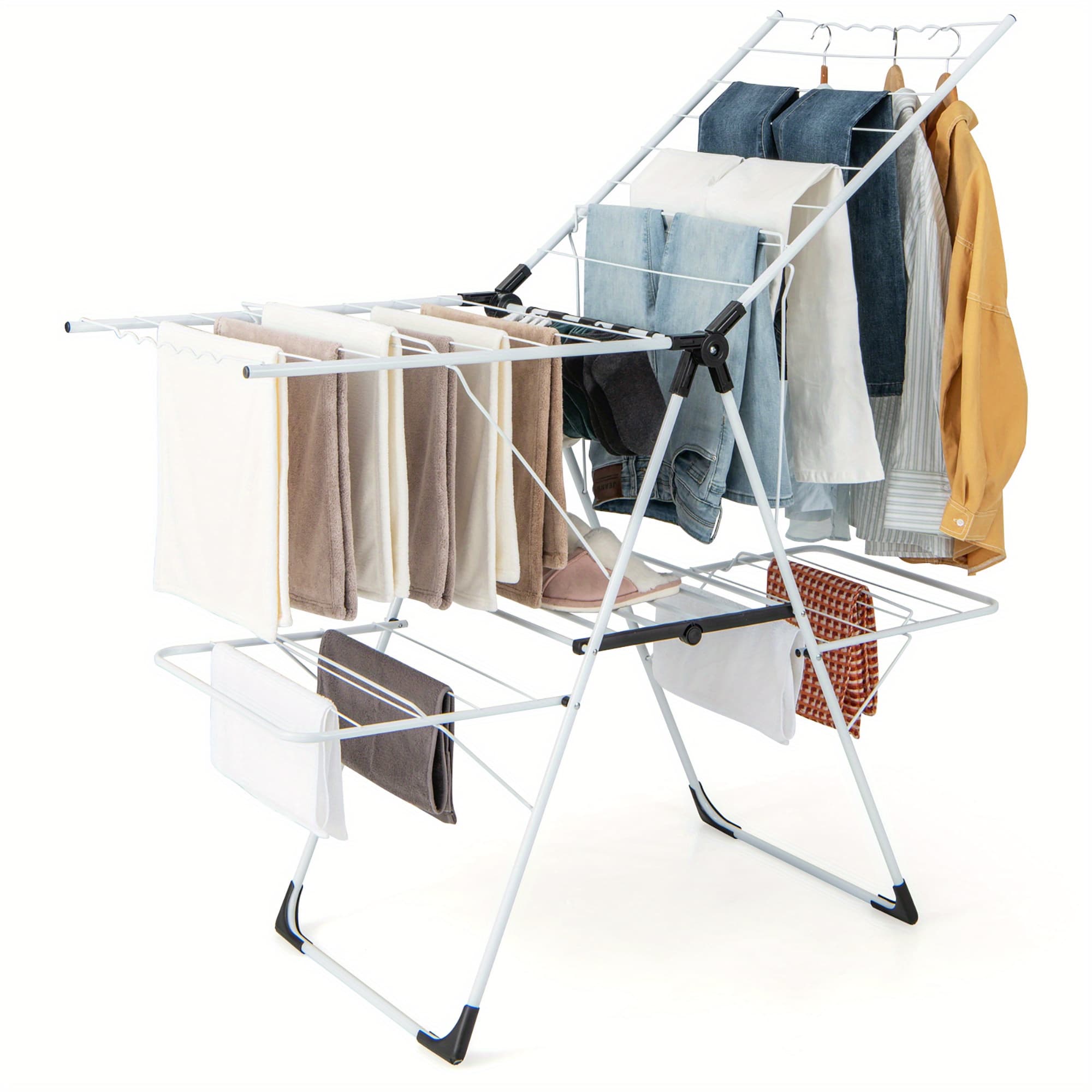 TEMU Gymax Folding Clothes Drying Rack 2-tier Metal Laundry Drying Rack Laundry Drying Rack, Drying Racks