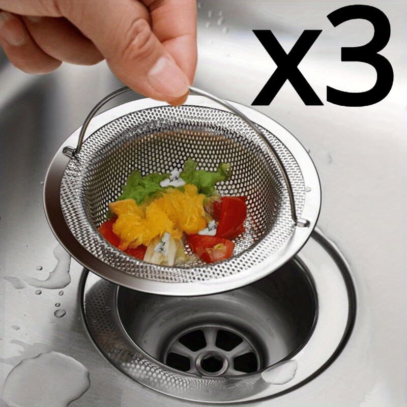 TEMU 2/3pcs Stainless Steel Drain Stopper - Hair Catcher With Anti-slip Handle - Shower & Sink Filter - Effortlessly Prevents Clogs & Blockages - Durable And Rustproof For Kitchen & Bathroom