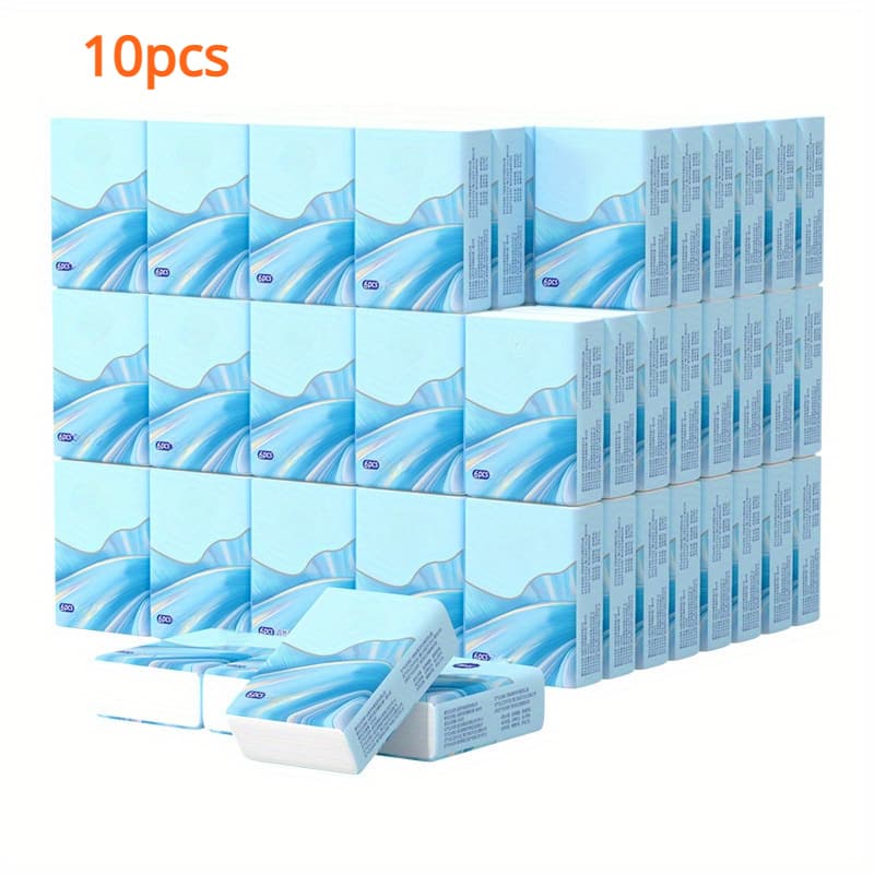 TEMU Pack Of 10 Portable Pocket Tissues - Each Pack Contains 6 Sheets, Paper Napkins, Single Sheets, Soft And Absorbent, Ideal For Travel, Suitable For Cleaning Hygiene Wipes