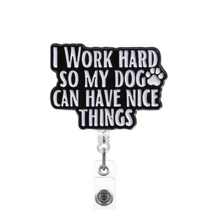 TEMU Acrylic Retractable Badge Reel With - "i For My Dog" Motif, Clip-on Name Card Holder For Nurses, Doctors & Pet Care Professionals, Dog Badge Reel