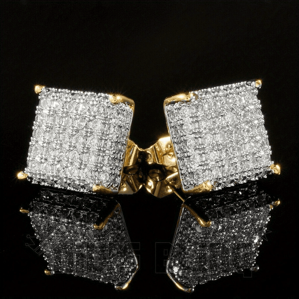 TEMU Square Shape Shiny Zirconia Stud Earrings Sparkly Ear Jewelry Decor For Men Daily Clothing Additions