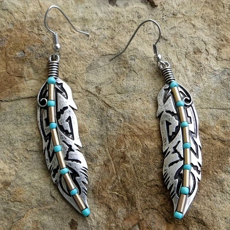 TEMU Gorgeous! Lightweight Dgle Feather Earrings With Chic Retro Bohemian Style, Trend - Women