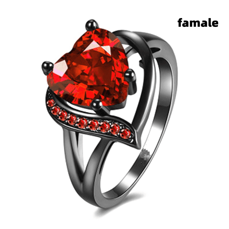 TEMU A Couple's Ring In Of A Red Heart, Featuring A Romantic Design, Perfect For Engagements And As A Gift For Valentine's Day
