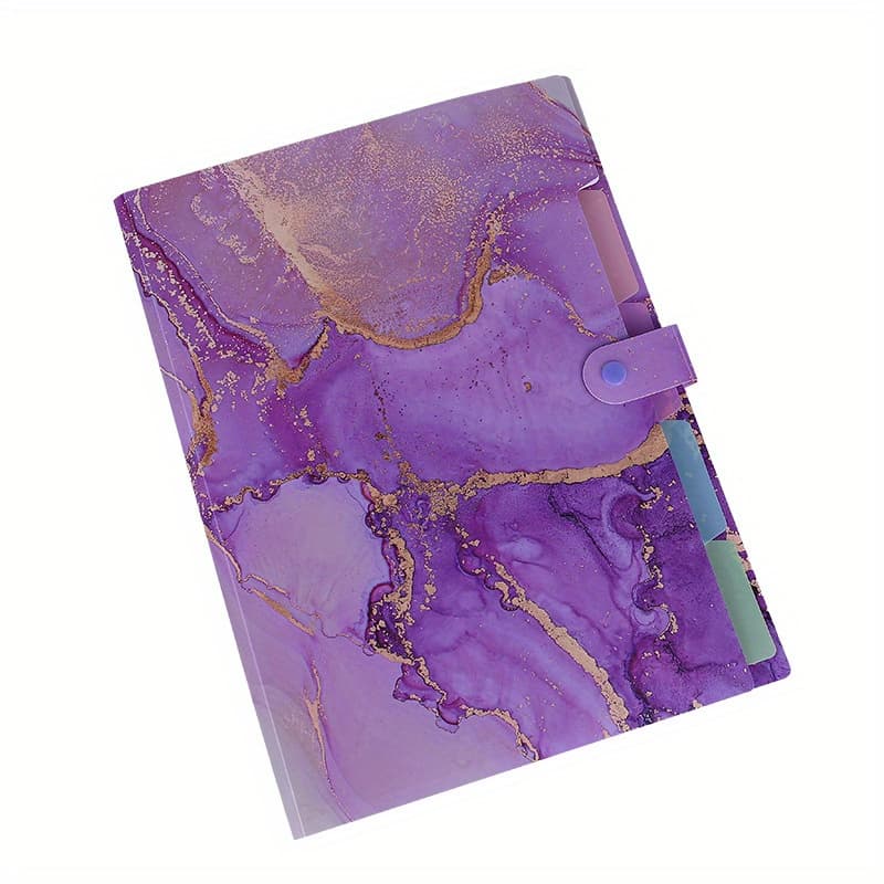 TEMU 1 Portable Folder, 5 Pockets, New Product Marble Flow Golden Folder, Exam Paper, Office Financial Document Bag
