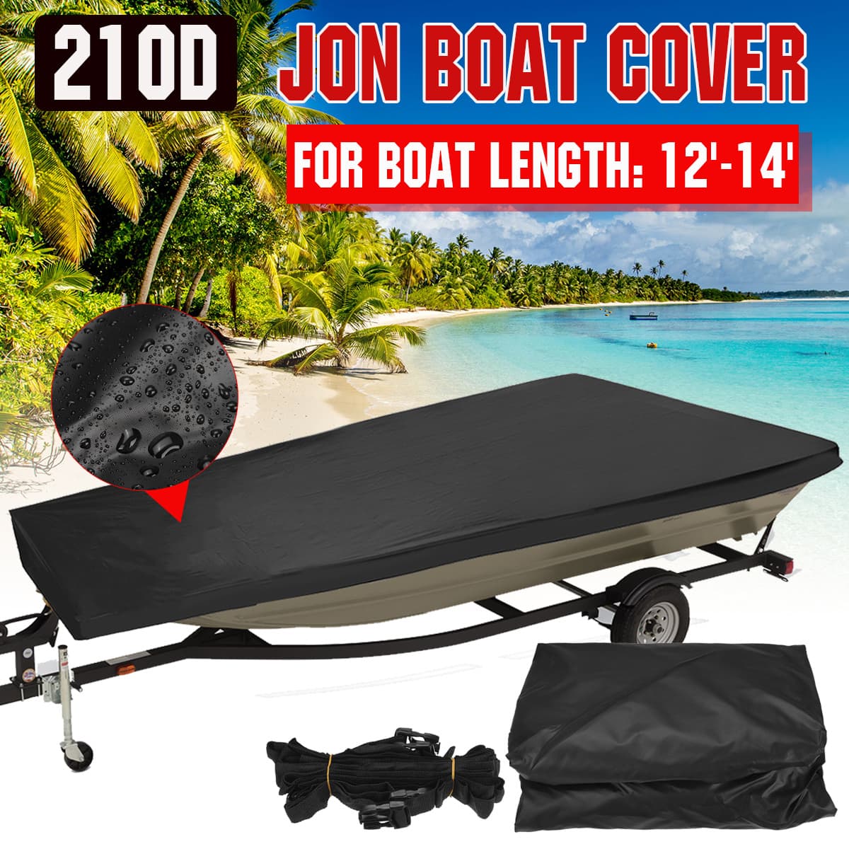 TEMU 210d 10ft 16ft Boat Cover Cover Waterproof
