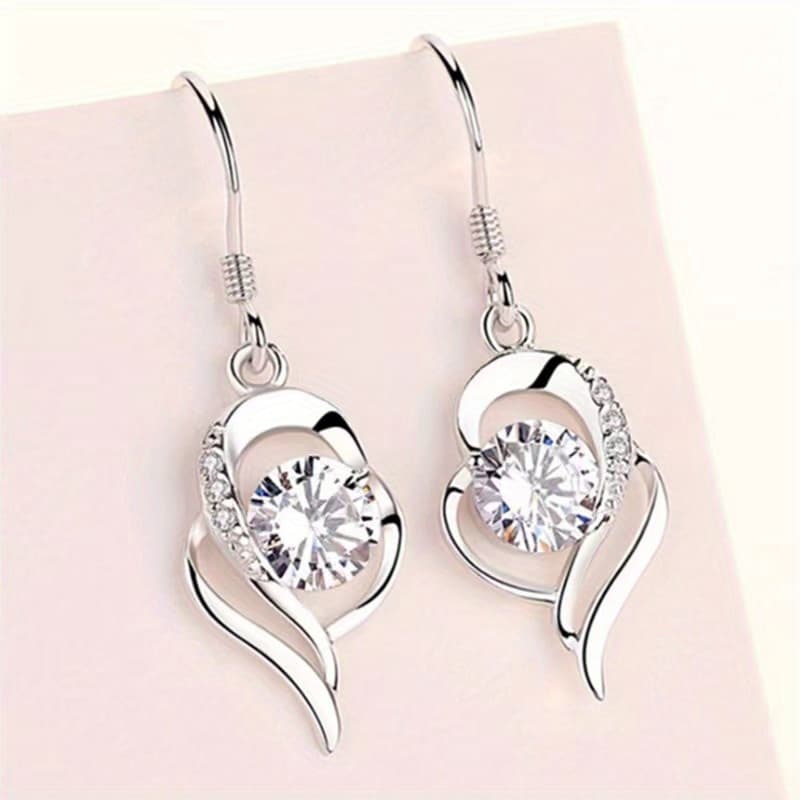 TEMU Elegant S925 Moissanite Heart Drop Earrings -a Sparkling Gift For Love And Celebration