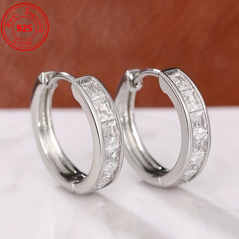 TEMU A Pair Of S925 - Unique Minimalist Zirconia Earrings - Shiny Wear - Low Allergy, Lightweight Earrings Suitable For Any Outfit And Date Perfect Gift For Women