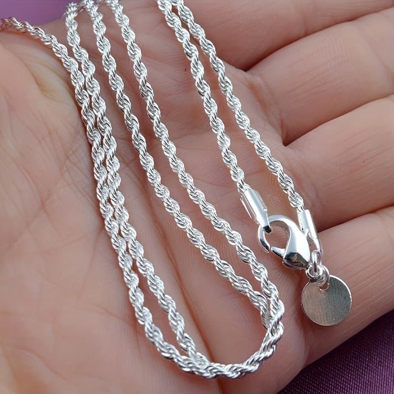 TEMU Twisted Herringbone Chain Necklace, Women's Simple Hip Hop Style, Shiny Everyday Jewelry, Basic Fashion Accessory