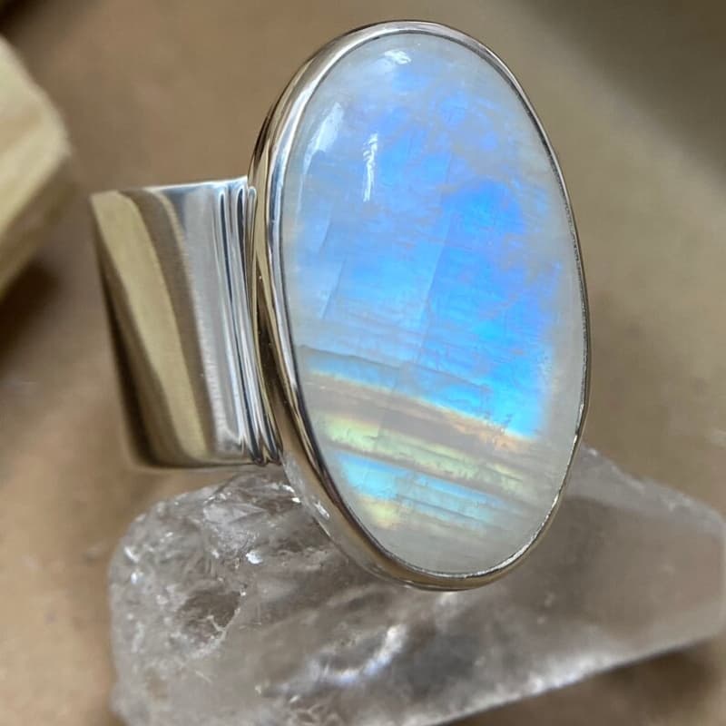 TEMU Opal Ring For Women, Vintage Bohemian Style, Wide Band Fashion Statement, Ideal For Engagement, Wedding, Anniversary, And Birthday Gifts, Party Evening Jewelry