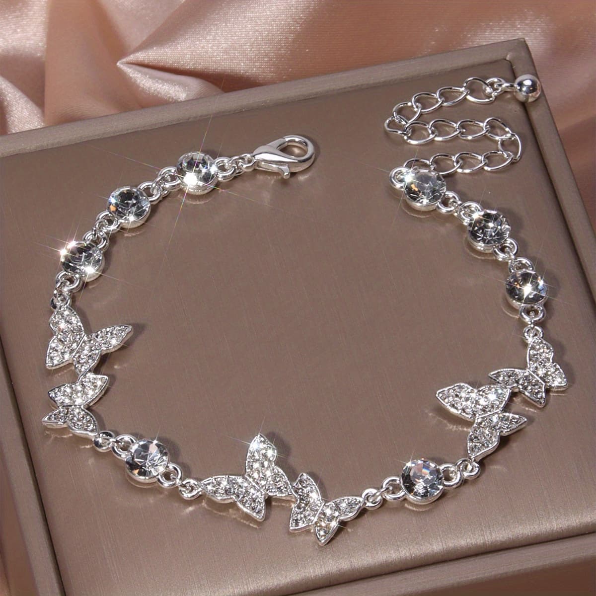 TEMU Elegant Full Of Rhinestones Bracelet Hand Jewelry Gift For Women