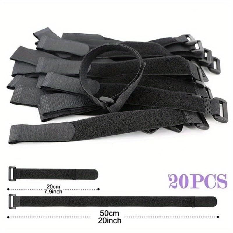 TEMU 20pcs Reusable Hook & Loop Tie Down Straps For Cables, Extension Cords, Organizing Nylon Webbing Multipurpose Adjustable Cord Wraps Ties