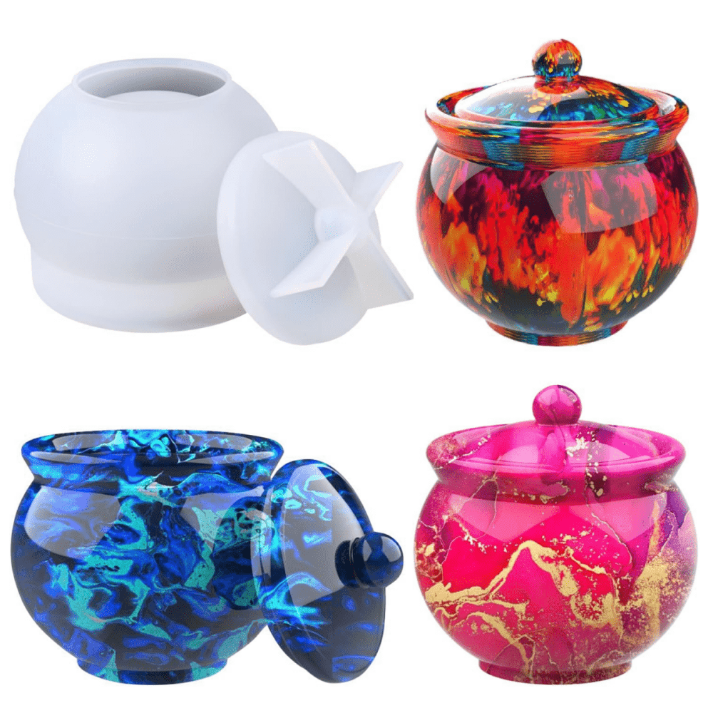 TEMU 4 Style Resin Molds Silicone For Epoxy Resin Casting For Holder, Candy Container, Home Decoration