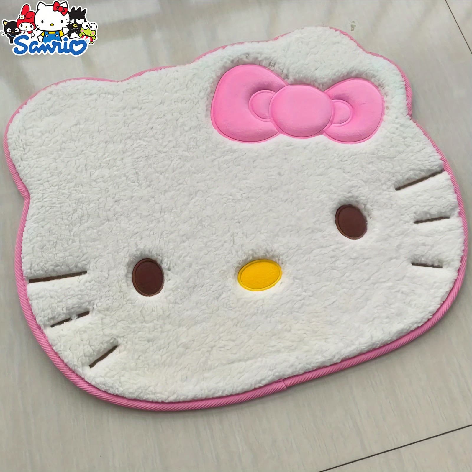 TEMU 1pc Authorized By Hello Kitty Floor Mat Cat Rug Cartoon Anime Cute White Cat Face Carpet Modern Aesthetic Soft Carpet For Living Room Bedroom Entryway Home 19.69 .62 Inch