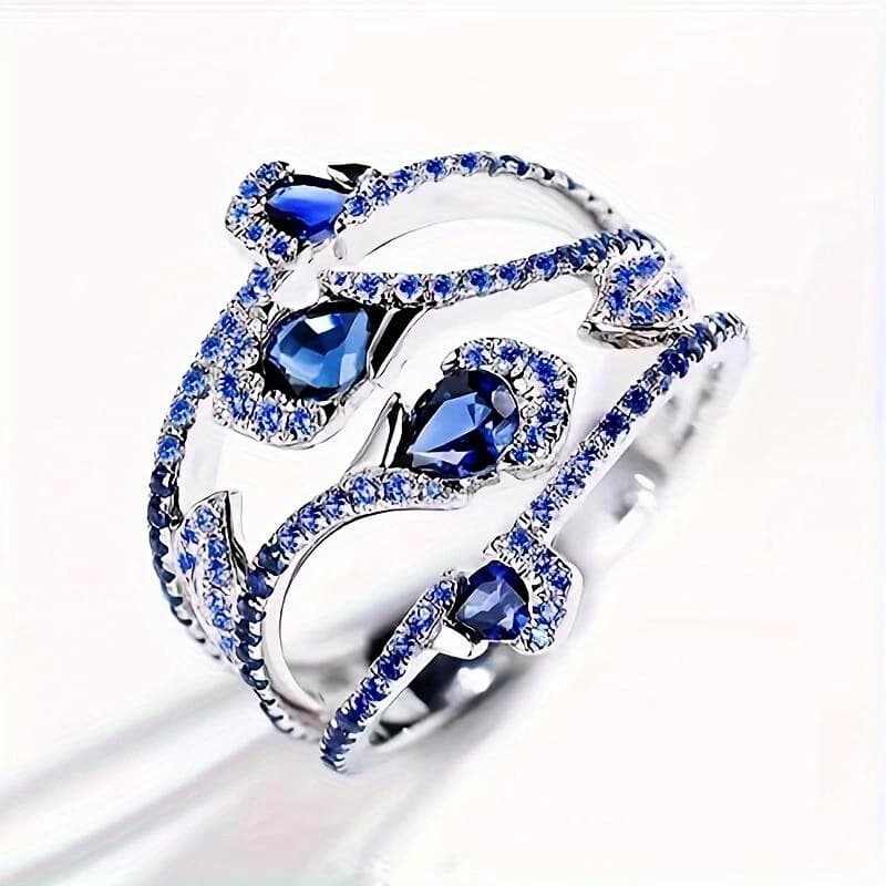 TEMU A Stylish And Unique Lady's Ring With Multiple Layers Of Intricately Laid Artificial Gemstones In A Vine And Leaf Design, Perfect For Daily Casual Parties And Banquets, A Piece Of Jewelry.