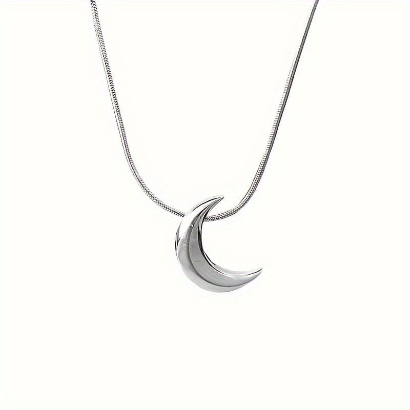 TEMU A Moon Necklace Made Of 925 Sterling Silvery, Suitable For , Perfect As A Jewelry Gift