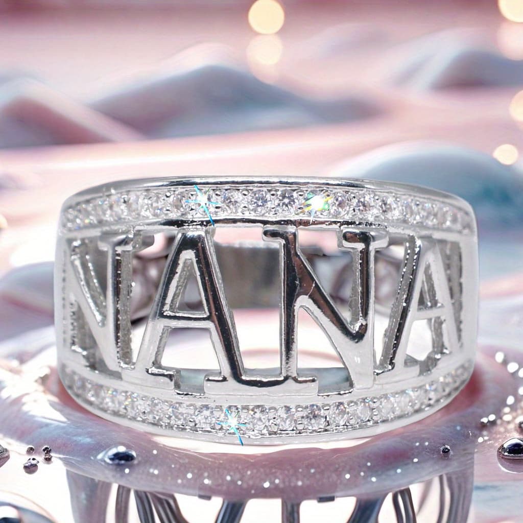TEMU Exquisite Letter Rings Neutral Ring Synthetic Zirconia Gifts For Sisters Rings Wedding Engagement Promise Bride Ring Anniversary Ring Birthstone Ring Ladies Gift