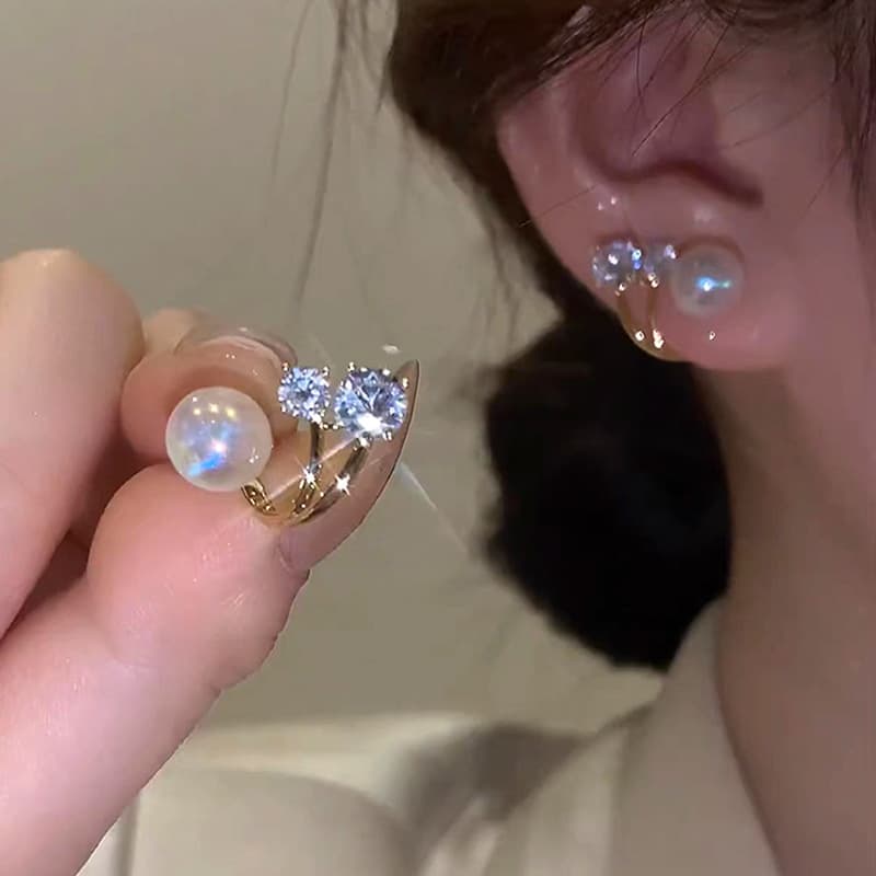 TEMU Exquisite Shiny Pearl Decor Stud Earrings Elegant Alloy Jewelry Delicate Female Gift