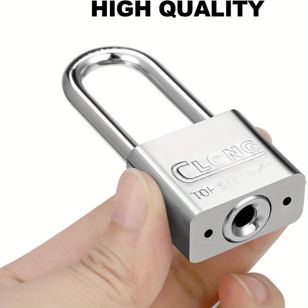 TEMU Padlock Unlock Anti-theft Lock And Rust-proof Lock Door Lock Household Small Lock Rainproof Heavy Duty Long Shackle Padlocks With Keys 1pc Perfect For Sheds, Gym Lockers, Fences And Garages