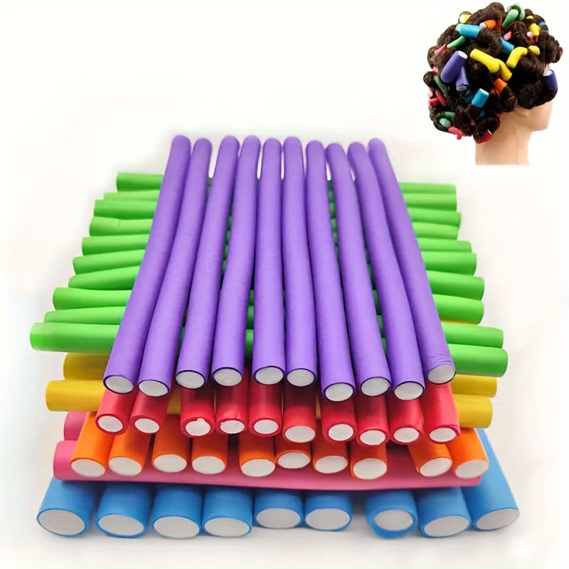 TEMU 10pcs Flexible Heatless Hair Rollers Bendy Twist Curling Rods For Soft Foam Styling Tools