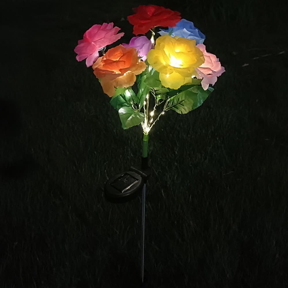 TEMU 1pc Solar Outdoor Lights-ip65 Waterproof, With 7 Simulated Rose Flowers And 42 Lights, Room Decor, Decorations For Home, Outdoor Lawn Decorative, Christmasy Gift