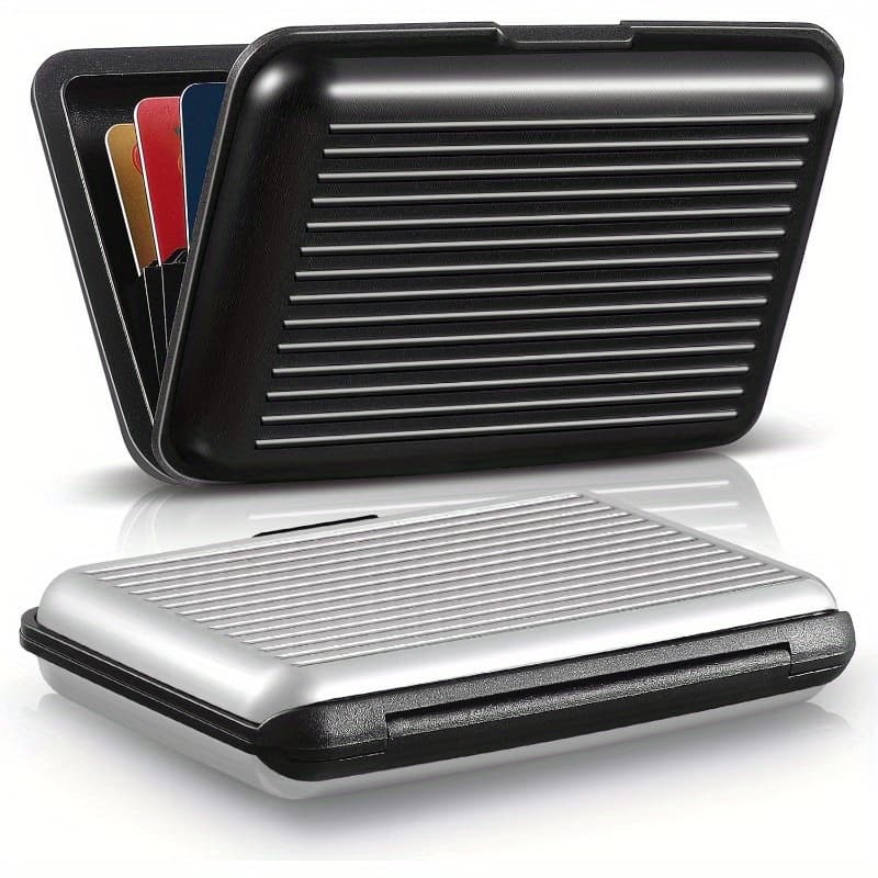 TEMU 2pcs/set Of Ultra-thin Mini Rfid Shielded Credit Card Protection Case, Business Card Box Manager Wallet, Suitable For Men And Women