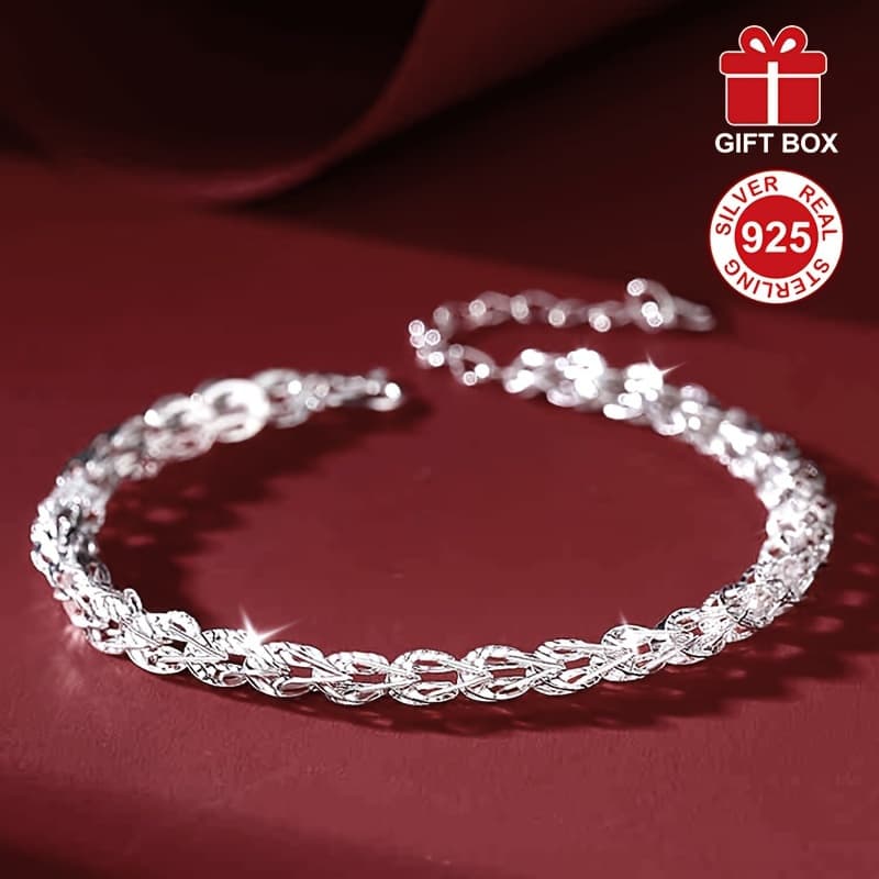 TEMU Thin Chain Bracelet Made Of 925 Sterling Silver Featuring A Niche Design Of A Phoenix Tail, Comes With A Gift Box As A Hand Jewelry Accessory
