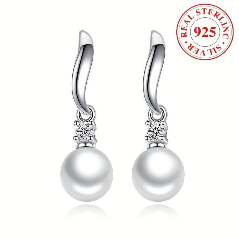 TEMU 925 Sterling Silvery Pendant Earrings - Low Allergenicity, , Simple And Luxurious Style For Daily Casual Wear - High-quality Materials, Authentic Jewelry