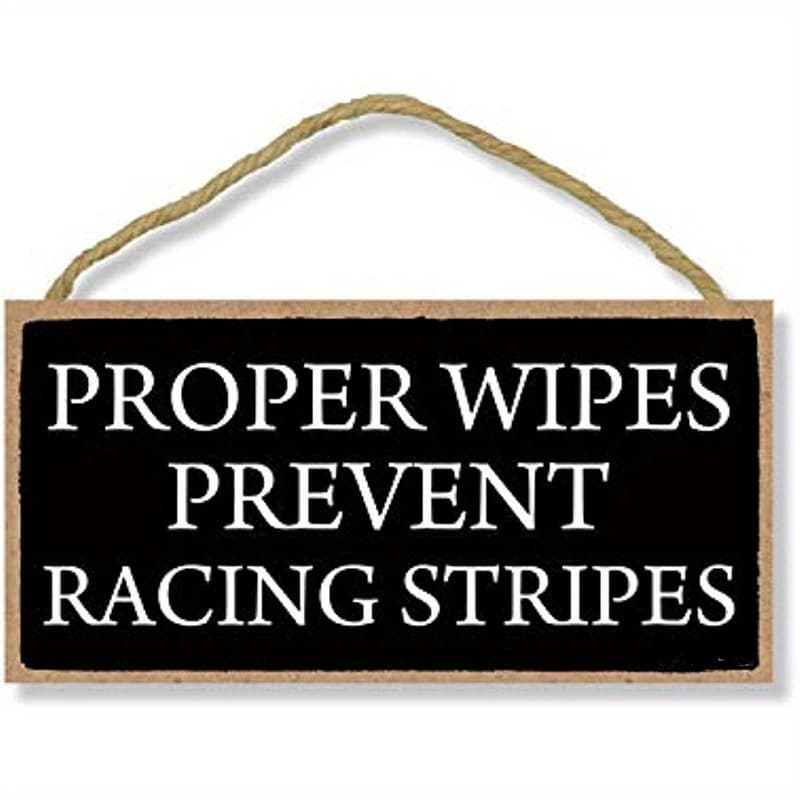 TEMU 2sets Wooden Wipes Prevent Sign - Humorous Bathroom Decor, Unique Wall Art, Funny Hanging Sign, Wooden Decorative Sign, Bathroom Wall Decoration, Home Decor Accent