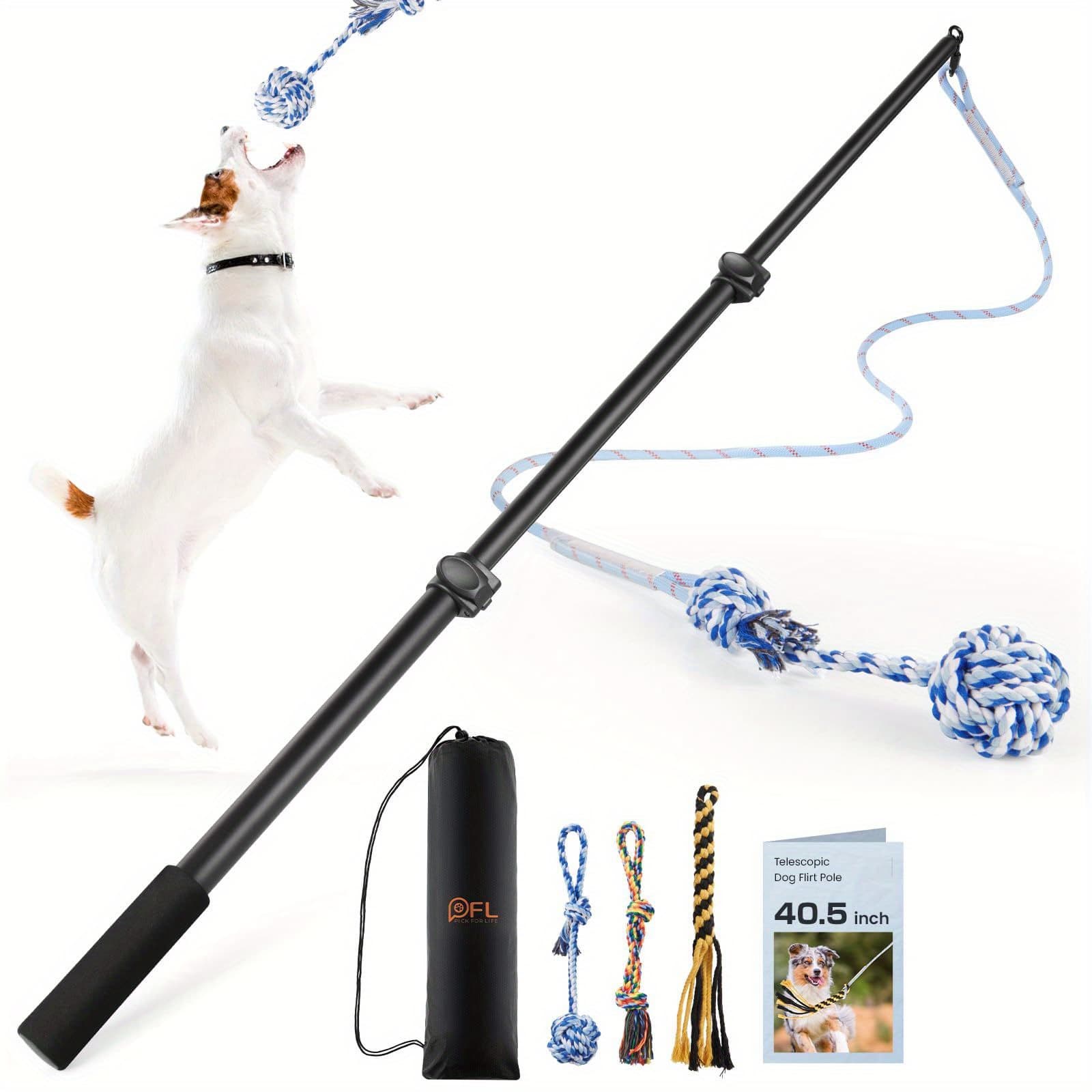 TEMU Extendable Pole For Large Dogs - Dog Stick With Detachable Interactive Toys - Stick For Small Medium Large Dogs Training Playing Exercise - Enhances Agility & Cleans Teeth, Dog Toys