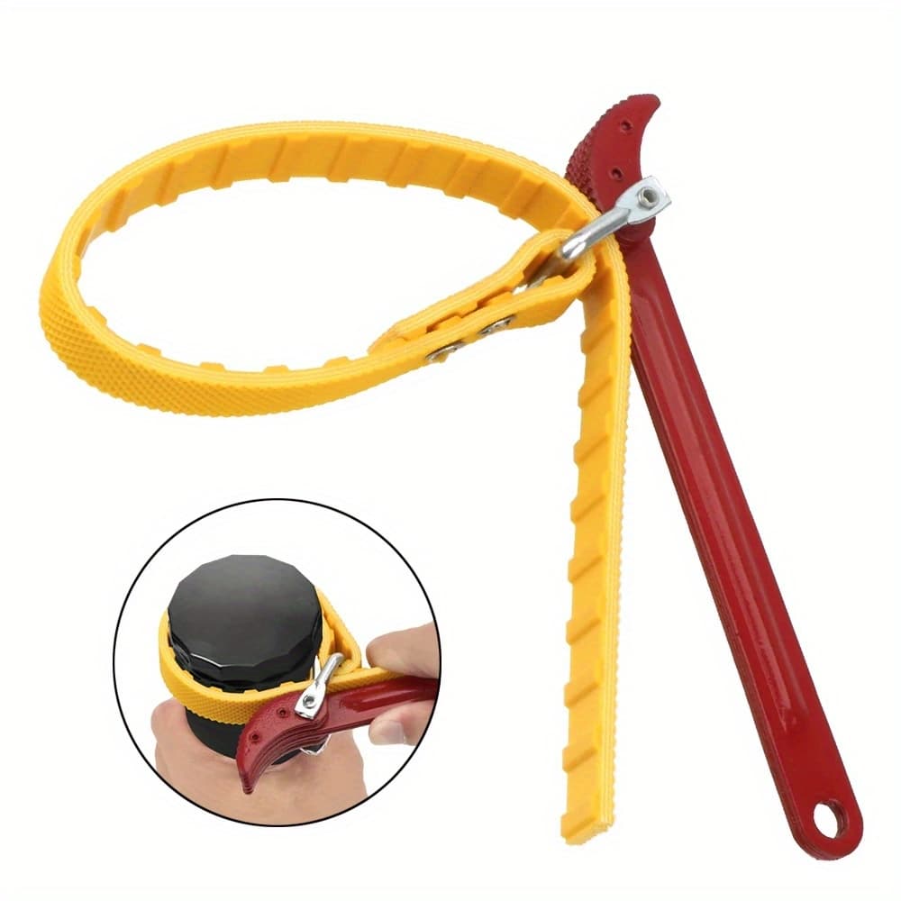 TEMU 1pc Adjustable Strap Wrench For Oil Filter Removal, Featuring A Chain Design For Easy Cartridge Disassembly