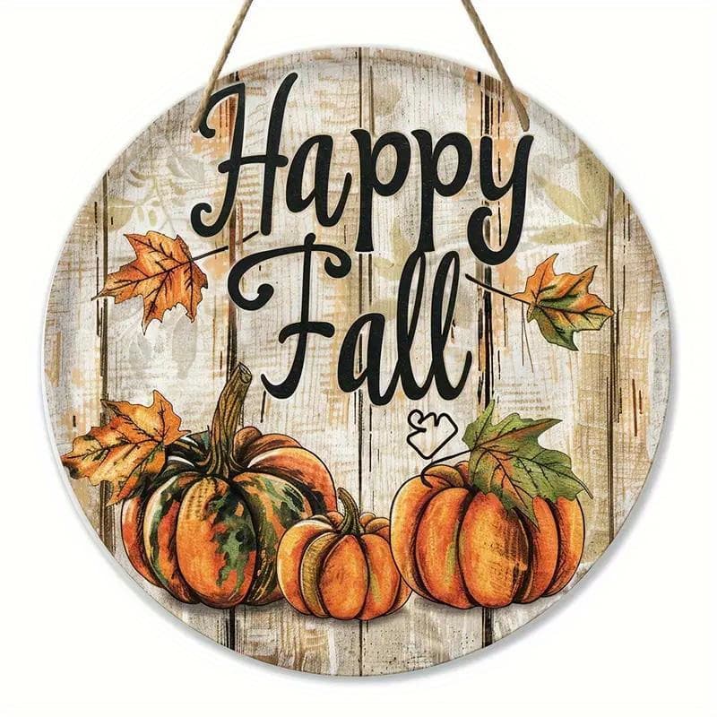TEMU 2d Flat Wooden Ornament Sign For Thanksgiving, Featuring A Pumpkin And Maple Leaf Design, Measuring 7.9 Inches (20 Cm). Ideal For Home Decoration, Room Decor, Door Decor, And Outdoor Celebrations