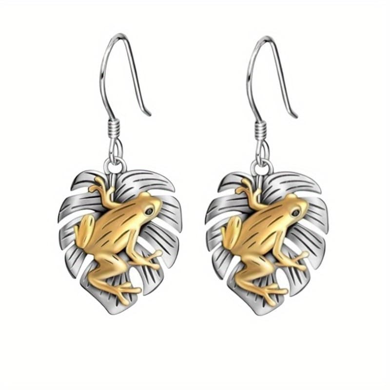 TEMU 2pcs Cute Frog Earrings, Lotus Leaf Earrings, Men's And Women's Earrings, Vintage Style Jewelry, Great Christmas, , Thanksgiving Gifts, Gifts