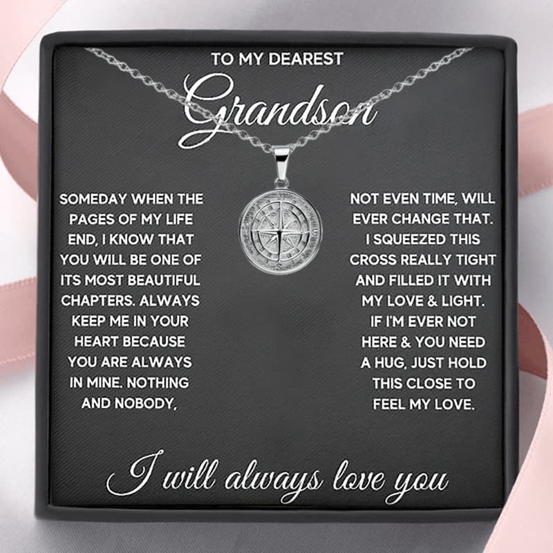 TEMU To My To My Grandson Compass Necklace Pendant Gift, Grandson Necklace, Birthday Gifts, Graduation Gifts, Christmas Gifts