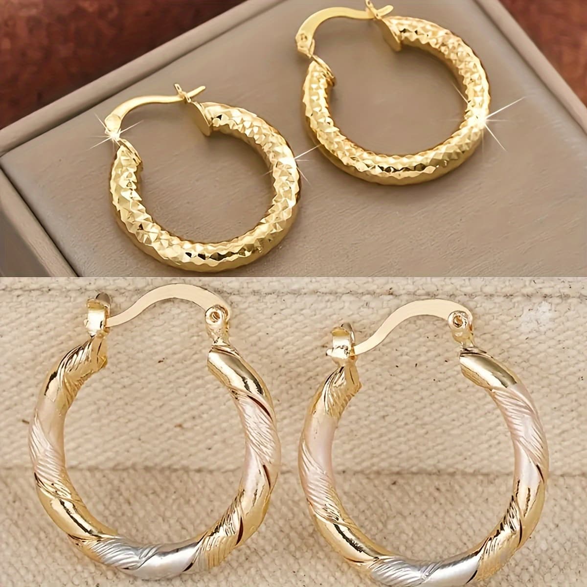 TEMU Of Fashionable Round Hoop Earrings Copper Twists Earrings, Men's Jewelry, Wedding Party Birthday Gift