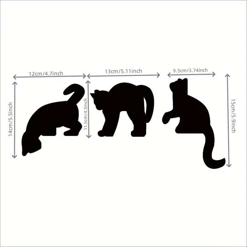 TEMU 3pcs Halloween Spooky Eyeless Black Cat Hanging Sign Set - Handcrafted Horror Decor For Doors And Parties - Accent With Intricate Hollow Out Design