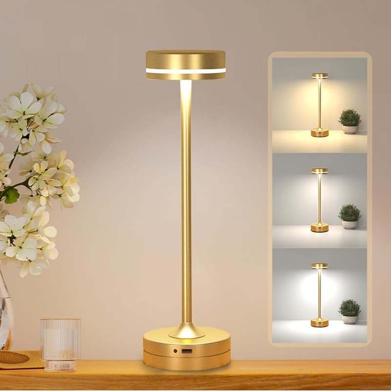 TEMU Metal Table Lamp Touch Led Table Lamp Rechargeable Desk Lamp Battery Powered Bedside Bedroom Night /bedroom/bedside Lamp/desk/cafe